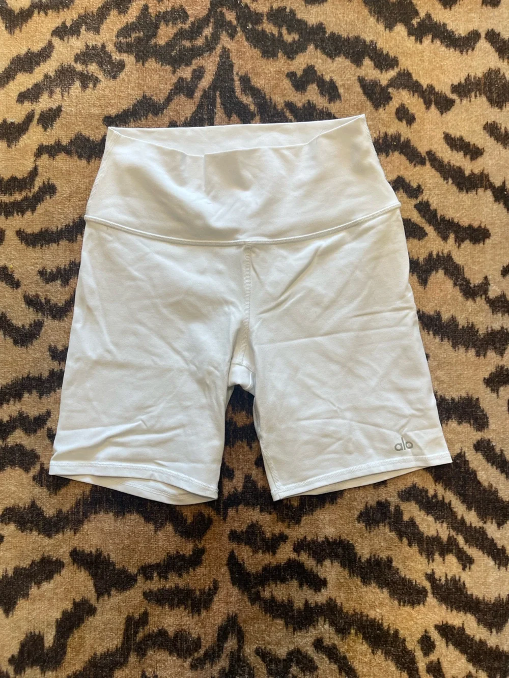 ALO Yoga White High-Rise Bike Shorts